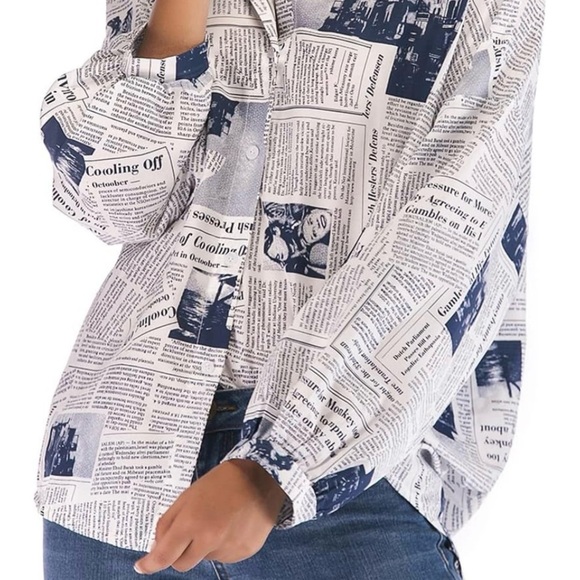 RINTONIX Women Sexy V Neck Letter Print Button Up Shirt 3/4 Sleeve Drape - Picture 3 of 6